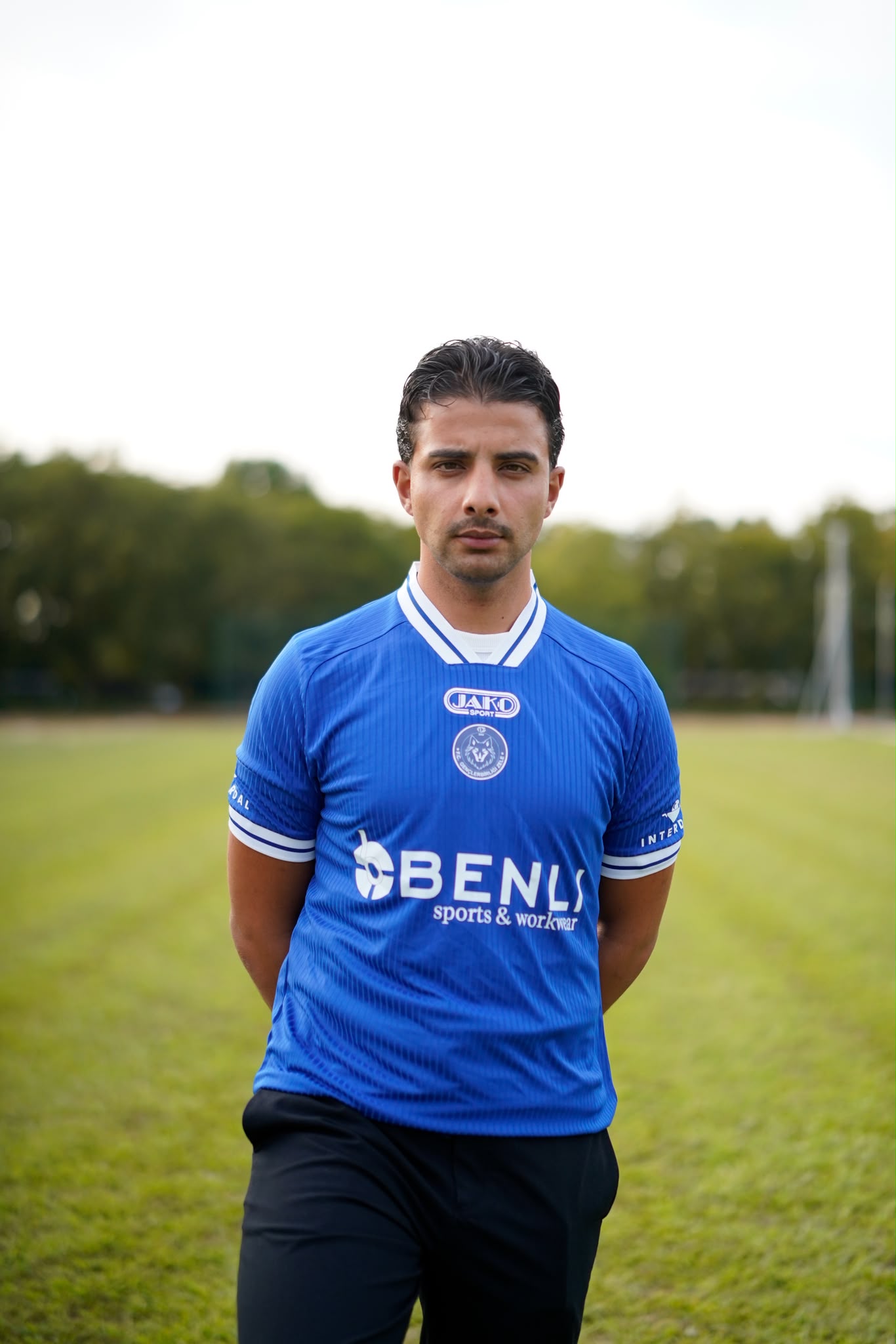 Vooraanzicht van het blauwe FCG-wedstrijdshirt